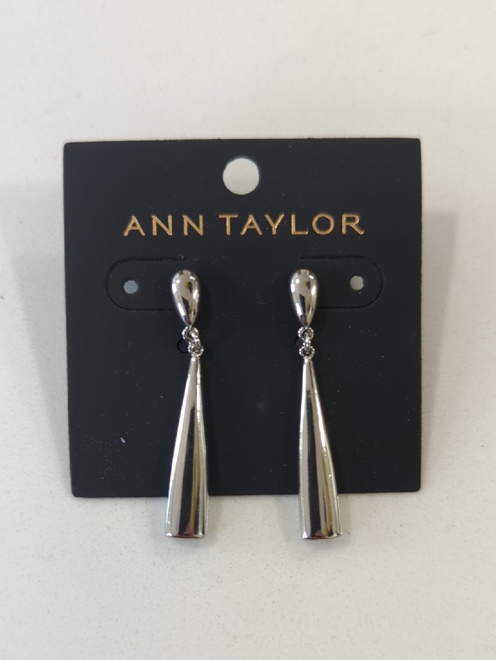 Ann Taylor Polished Silver Tapered Dangle Earrings